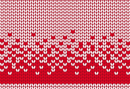 Vector knitted seamless pattern for sweater. Red and white ornament.のイラスト素材