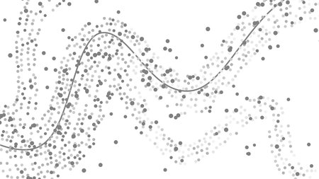 Data analysis illustration. Wave of random gray dots on white backgroundのイラスト素材