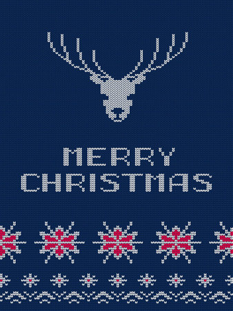 Merry christmas card. Knitted texture vectorのイラスト素材