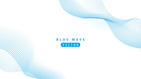 Abstract wavy vector background. Blue lines on white backdrop. editable strokeのイラスト素材
