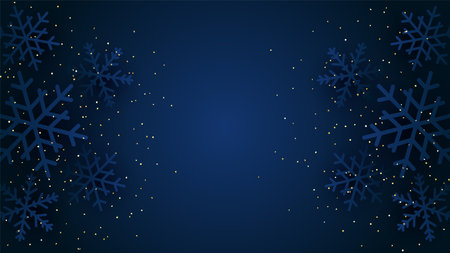 Navy christmas background with snowflakes and gold sequinsのイラスト素材