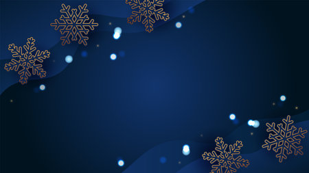 winter background. Gold and navy snowflakesのイラスト素材