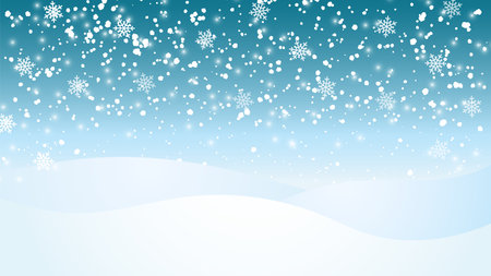 winter landscape. Vector snowfall background. Falling snowflakes and snowdriftsのイラスト素材