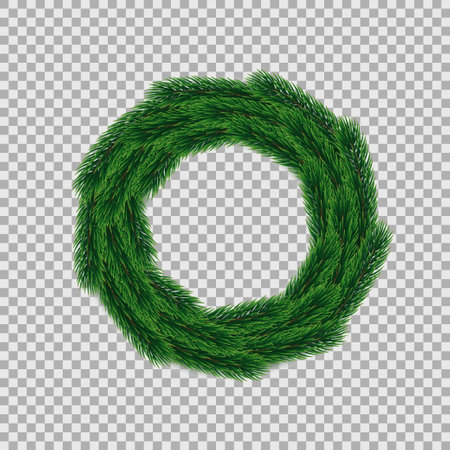Vector christmas wreath on transparent backgroundのイラスト素材