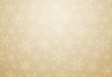 Gold christmas vector background with snowflakesのイラスト素材