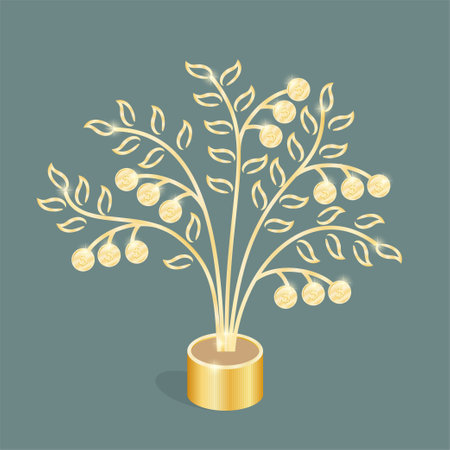 Money tree with gold coins. vector illustrationのイラスト素材