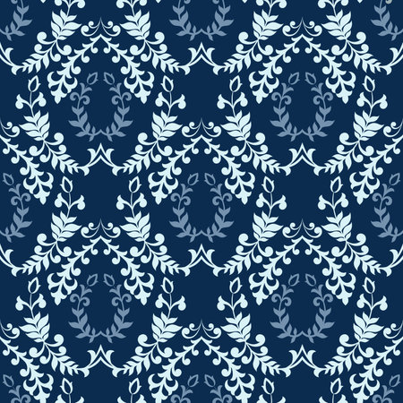 Blue damask seamless pattern. Floral printの写真素材