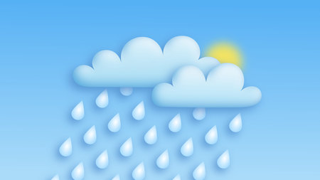 Rainy blue sky. Clouds and rain.