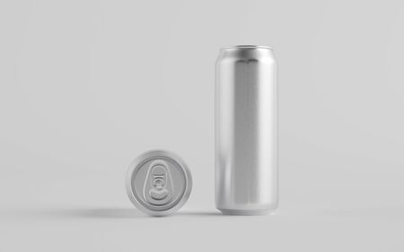 16 oz. / 500ml Aluminium Beer / Soda / Energy Drink Can Mockup - Two Cans.  3D Illustrationの写真素材
