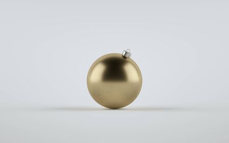 Golden Matte Large Christmas Ball Ornament Mock-Up - One Ball. 3D Illustrationの写真素材