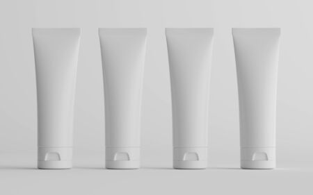 250ml Cosmetic Cream Tube Packaging Mockup - Multiple Tubes. 3D Illustrationの写真素材