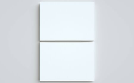 A4 Flyer / Letterhead Mock-Up - Two Stacks of Flyers. 3D Illustrationの写真素材