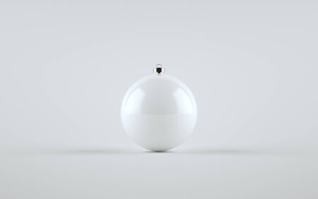 White Glossy Large Christmas Ball Ornament Mock-Up - One Ball. 3D Illustrationの写真素材
