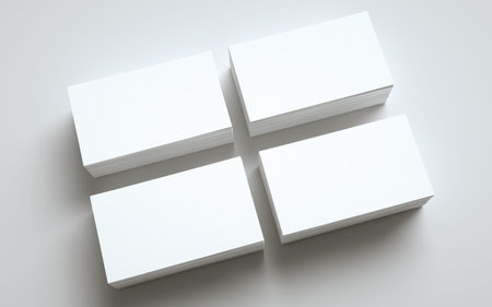 Business Card Mock-Up (US 3.5 x 2) - Four Stacks of Cards. 3D Illustration