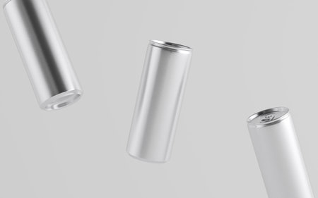 8 oz. / 250ml Aluminium Soda / Energy Drink / Seltzer / Iced Coffee Can Mockup - Three Floating...