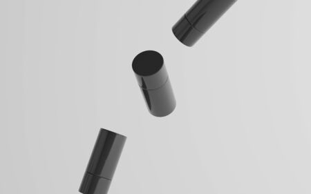 75ml Black Plastic Roll-On / Spray Deodorant Bottle Mockup - Three Floating Bottles. 3D Illustrationの写真素材