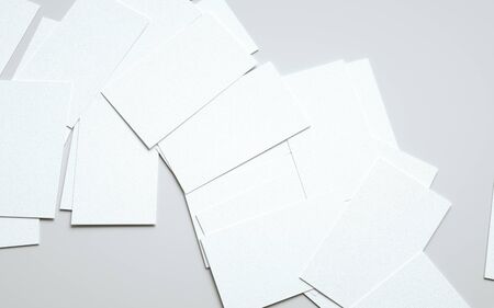 Business Card Mock-Up (US 3.5 x 2) - Pile of Cards. 3D Illustrationの写真素材