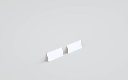 Business Card Mock-Up (3.5 x 2) Mock-Up - Two Cards Against Wall Background. 3D Illustrationの写真素材