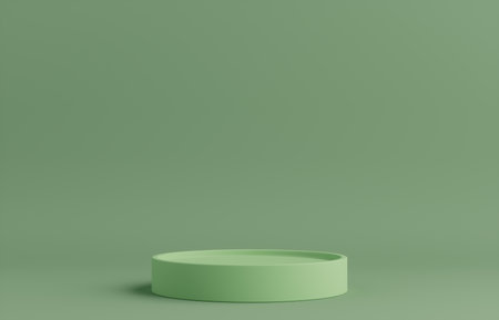 Product Podium - Green Podium, Green Background. 3D Illustrationの写真素材