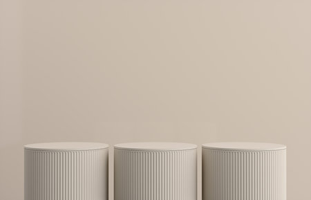 Product Podium - Beige Podium, Beige Background. 3D Illustrationの写真素材