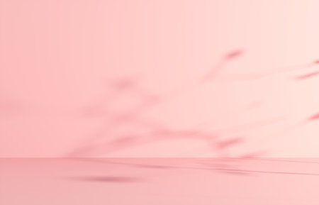 Product Podium - Shadowy Pink Background. 3D Illustrationの写真素材