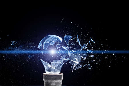 close up image of electric bulb explosionの写真素材
