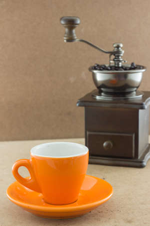 Coffee cup with grinderの写真素材