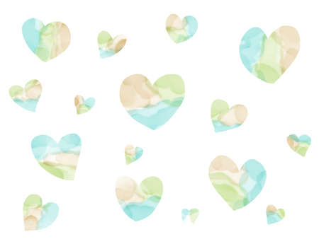 Watercolor style colorful and cute hand drawn heart background