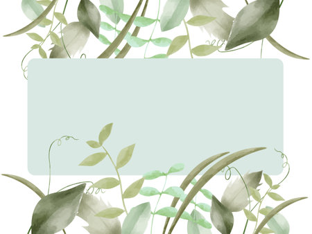 Watercolor Beautiful Leaves Frame Backgroundのイラスト素材