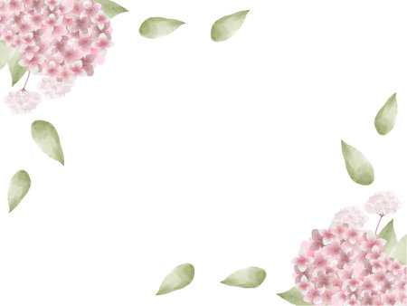 Beautiful frame of hydrangea in watercolor styleのイラスト素材