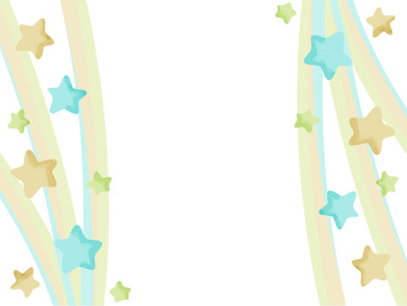 Cute frame like a shooting star in watercolor styleのイラスト素材