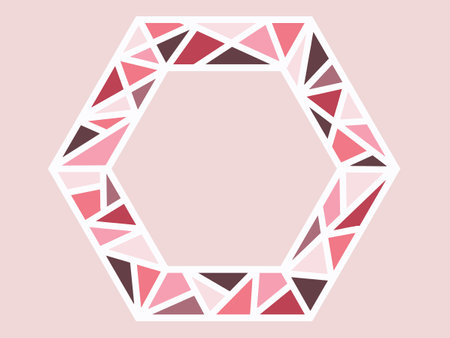 Pink abstract frame in stained glass style