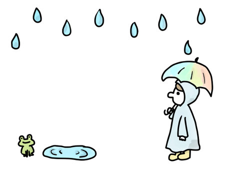 Frame of a person holding an umbrella on a rainy dayのイラスト素材
