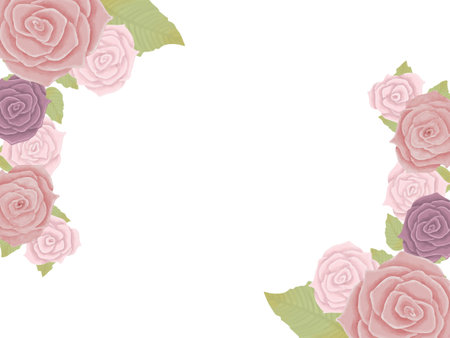 Watercolor style rose flower frameのイラスト素材