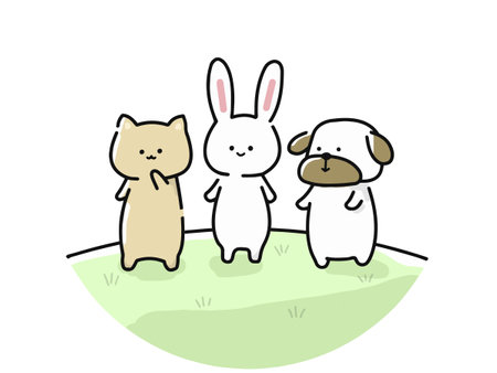 Clip art of cat, dog, rabbit and other cute animalsのイラスト素材