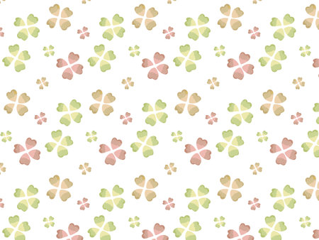 Colorful and Cute Four-Leaf Clover Pattern Backgroundのイラスト素材