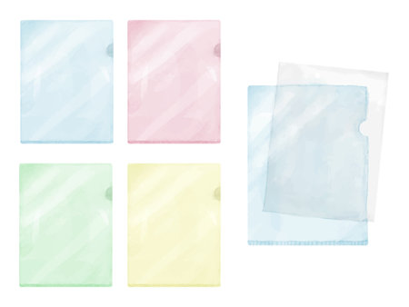 Set of colorful watercolor-style filesのイラスト素材