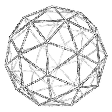 A polyhedral geometric figure. Polygonal construction of lines and points.のイラスト素材