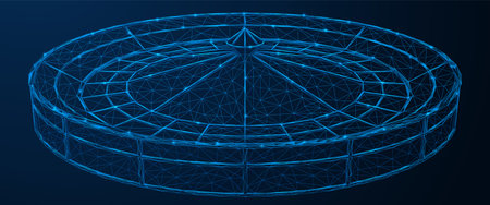 casino roulette. Polygonal design of interconnected lines and points. blue background.のイラスト素材