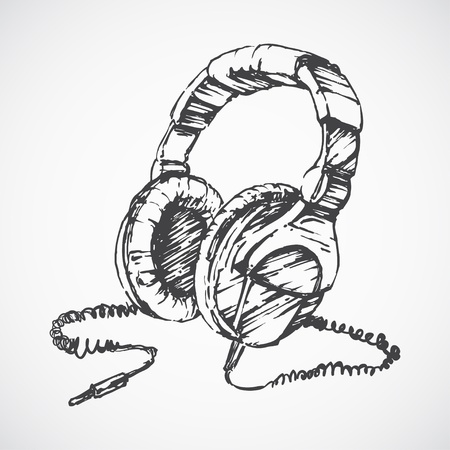Sketched headphonesのイラスト素材
