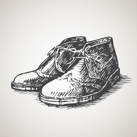Sketched vintage desert bootsのイラスト素材