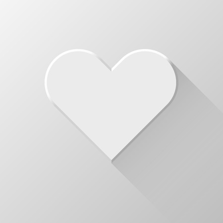 White abstract Valentine's heart sign, blank button template with flat designed shadow and light のイラスト素材