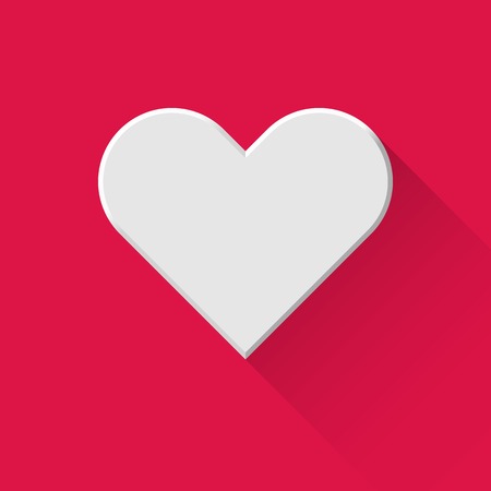 White abstract Valentine's heart sign, blank button template with flat designed shadow and magenta のイラスト素材