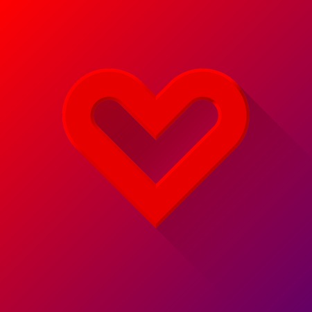 Red abstract Valentine's heart sign, blank button template with flat designed shadow and light background for internet sites, web user interfaces (ui) and applications (apps). Vector illustration.のイラスト素材
