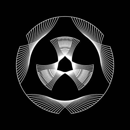 White abstract fractal shape with black background for logo, design concepts, web, prints, posters. Vector illustration.のイラスト素材