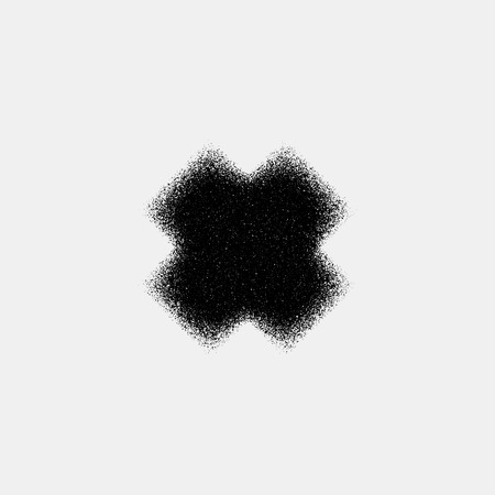 Black abstract geometric shape, cross badge with film grain, grunge texture and light background for logo, design concepts, posters, banners, web, presentations and prints. Vector illustration.のイラスト素材