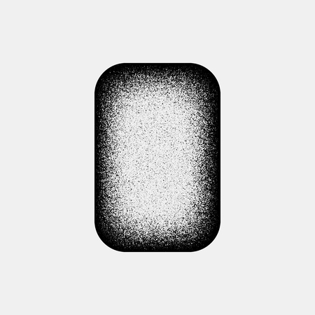 Black abstract geometric shape, rectangle badge with film grain, grunge texture and light background for logo, design concepts, posters, banners, web, presentations and prints. Vector illustration.のイラスト素材