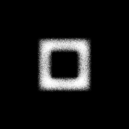 White abstract geometric shape, square badge with film grain, grunge texture and black background for logo, design concepts, posters, banners, web, presentations and prints. Vector illustration.のイラスト素材