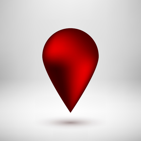 Red abstract map pointer badge, gps button with realistic shadow and light background for logo, design concepts, banners, applications, apps, presentations and prints. Vector illustration.のイラスト素材