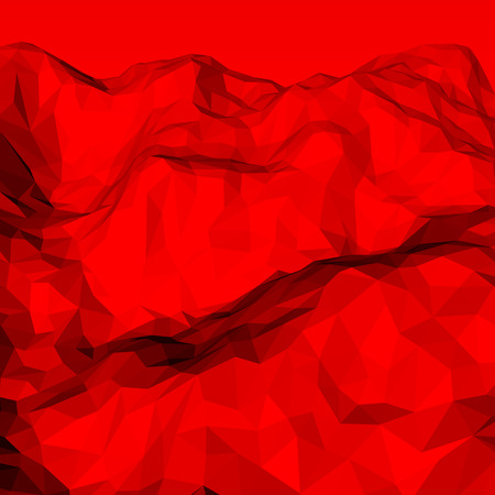 Red abstract low-poly, polygonal triangular mosaic elevation background for design concepts, posters, banners, web, presentations and prints. Vector illustration. Realistic 3D render design template.のイラスト素材